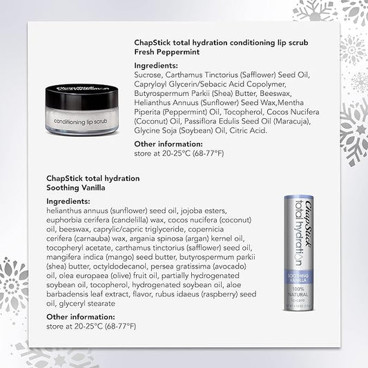 ChapStick Total Hydration Lip Kit Gift Set, Lip Moisturizer, Lip Scrub and Lip Balm Set - 4 Count