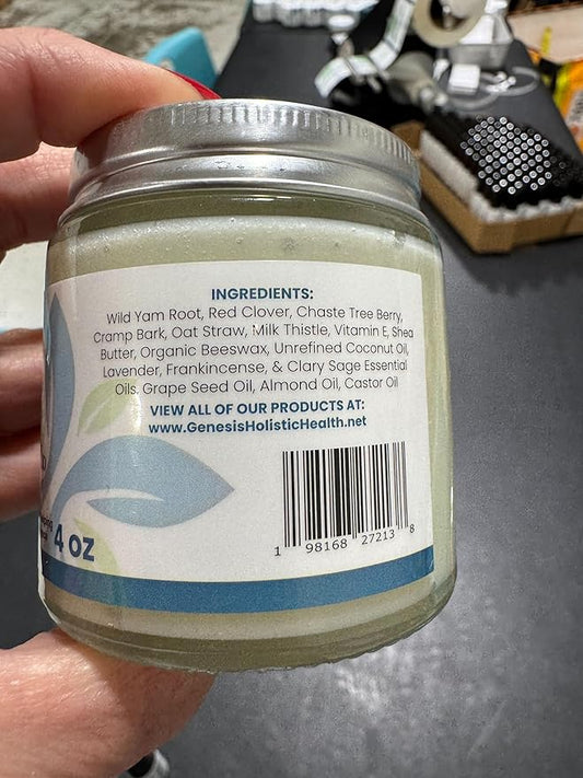 Genesis Wild Yam Root Cream, Organic Balancing Cream for Women, Deep Nourishment and Hydration, Made with Wild Yam Root, Chaste Tree Berry, and Red Clover, 4oz