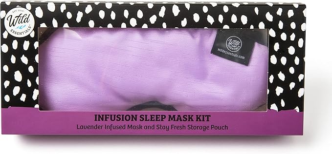 Wild Essentials Infusion Sleep Mask Infused with French Lavender, Includes resealable Pouch to Keep Fresh, Nose Bridge to Block Light Below Eyes, Aromatherapy, Calming, Relaxing, Purple
