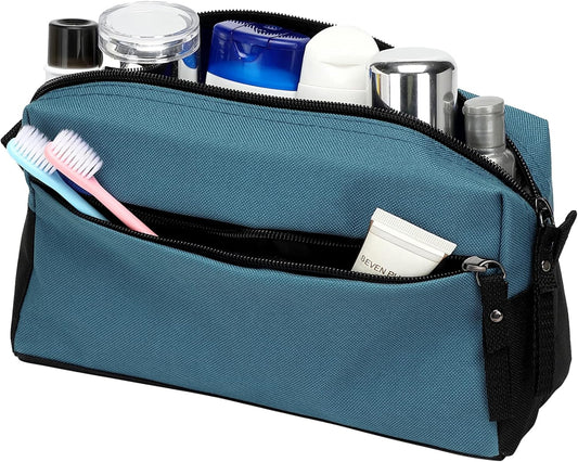 BuyAgain Toiletry Bag, Toiletry Travel Bathroom Bag Waterproof Cosmetic Make up Pouch Dopp Kit For Men or Women, Silver Blue