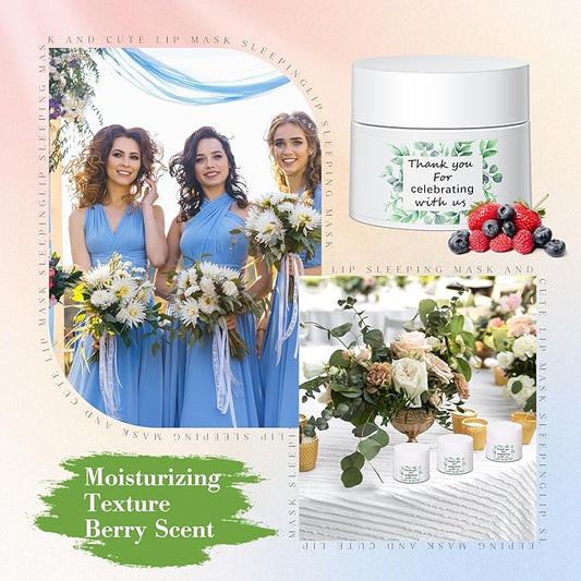 12 Pcs Thank You Lip Sleeping Mask Bulk Bridal Shower Gifts for Guests Thank You for Celebrating with Us Lip Mask Moisturize Nourish for Wedding Bridal Shower Favor Christmas Gift(Eucalyptus)
