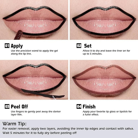 KIMUSE Peel Off Lip Liner Stain, Long Lasting Lip Tint Stain Peel Off, Waterproof, Transfer-Proof, Highly Pigmented Color Peel Off Lip Stain Liner, Matte Finish