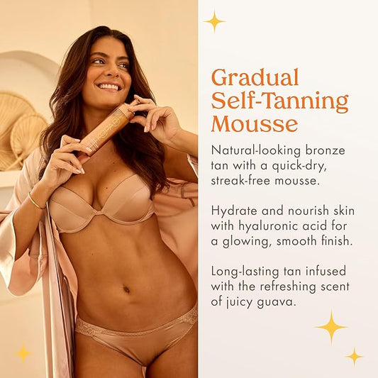 Kopari Gradual Self-Tanning Mousse Infused with Hyaluronic Acid, Even Application, Long-Lasting Natural Color, Smooth Streak-Free Results