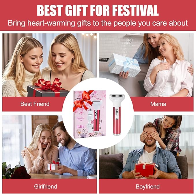 Women Face Epilator, 5-in-1 depiladora, Facial Hair Removal for Women, Facial epilator, Hair Removal Device, 5 Attachments for Eyebrows, Nose, Body