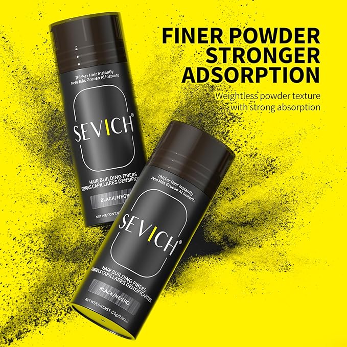 SEVICH Hair Fibers with Spray Applicator - Natural-Looking Hair Thickening Fibers for Men & Women, Instant Fullness, Wind & Water Resistant, Easy Wash Out, 25g (Dark Brown)