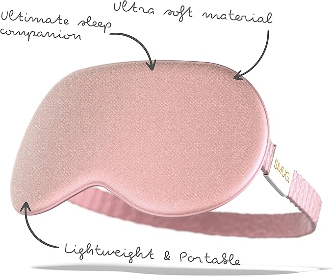 SMUG Satin Sleep Mask & Eye Mask | Travel Sleep Masks for Women & Men | Soft Sleeping Eye Mask to Nourish Skin & Reduce Dark Circles | Eye Sleep Mask Shades to Block Out Light | Pink