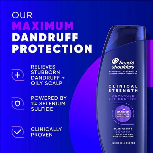 Head & Shoulders Clinical Dandruff Shampoo Twin Pack, Prescription Strength, Oil & Flake Control, Seborrheic Dermatitis Relief, Citrus, 13.5 Fl Oz Each (Set of 2)