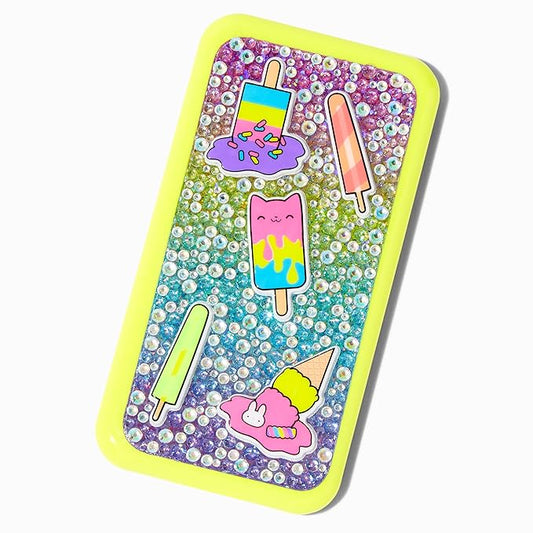 Claire's Makeup Kits - Glittery Bright Yellow Cell phone Shaped Eyeshadow and Lip Kit for Girls - Perfect For Young Girls!