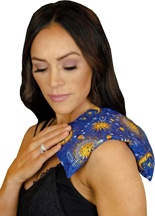 Nature's Approach - Basic Herb Pack Rice Heating Pad Microwavable Reusable Heat Pack with Herbal Aromatherapy, Freezer and Microwave Safe for Hot and Cold Therapy, 2 Pack Angel and Celestial Indigo