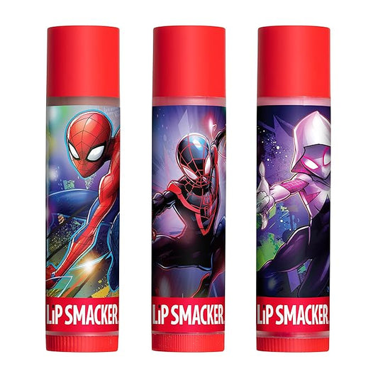 Lip Smacker Marvel Spiderman Holiday 3 pcs Flavored Lip Balm Tin, Stocking Stuff For Boys