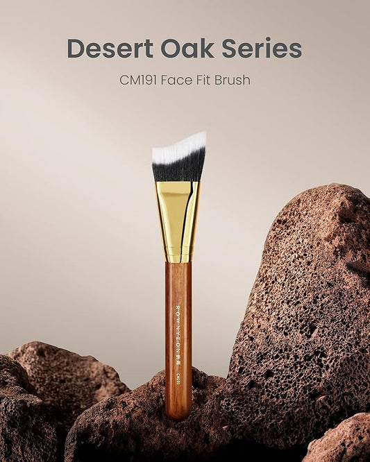 Desert Oak Series Terraced Contour Brush - 27mm Dual-Height Design with 5mm Flat Edge & 22mm Slope for Precision Sculpting, Bubinga & Brass (CM 191)