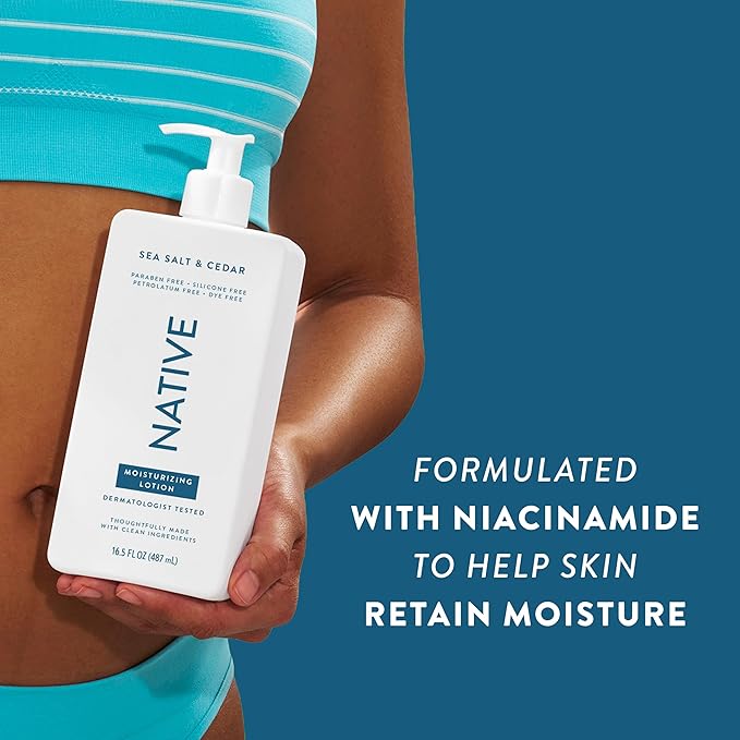 Native Body Lotion Contains Naturally Derived Plant-Based Moisturizers for Women and Men | Restores Dry Skin, Sea Salt & Cedar, 16.5 fl oz