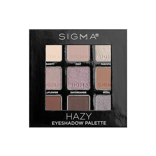 Sigma Beauty On-the-Go Eyeshadow Palette - Hazy - 9 Bold Eyeshadow Shades in Matte, Shimmer and metallic Finishes - Highly Pigmented Vegan Eye Makeup Palette - Clean Beauty Products