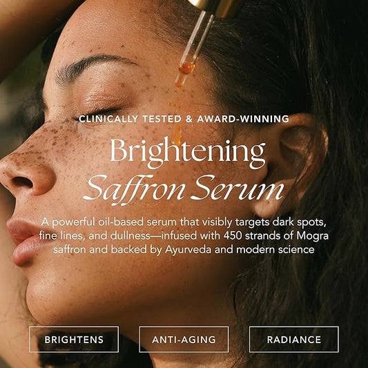 Brightening Saffron Serum - Discoloration Correcting Face Serum, Dark Spot Corrector, Vitamin C Alternative & Hyperpigmentation Treatment - Leaves Skin with a Healthy Glow (1 oz)