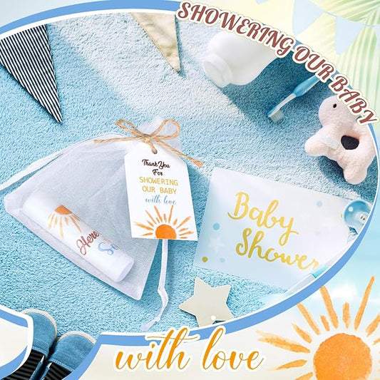 Dunzy 50 Pack Here Comes the Son Baby Shower Party Gifts Lip Balms Favors Bulk for Guests Boys Girls Gender Reveal Favors Baby Shower Game Prizes Souvenirs Goodie Bags Stuffers Thank You Gifts