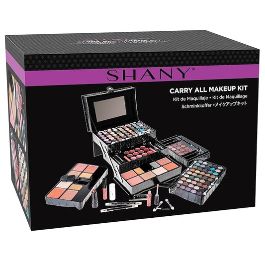 SHANY All In One Makeup Kit (Eyeshadow, Blushes, Face Powder, Lipstick, Eye liners, Makeup Pencils and Makeup Mirror - Makeup Set With Reusable Makeup Storage Box - Black