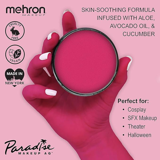 Mehron Makeup Paradise Makeup AQ Pro Size | Stage & Screen Performance, Face & Body Painting, Beauty, Cosplay, and Halloween | Water Activated Face Paint, Body Paint 1.4 oz (40 g) - Dark Pink