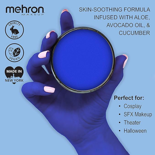 Mehron Makeup Paradise Makeup AQ Pro Size | Stage & Screen Performance, Face & Body Painting, Beauty, Cosplay, and Halloween | Water Activated Face Paint, Body Paint 1.4 oz (40 g) - Lagoon Blue