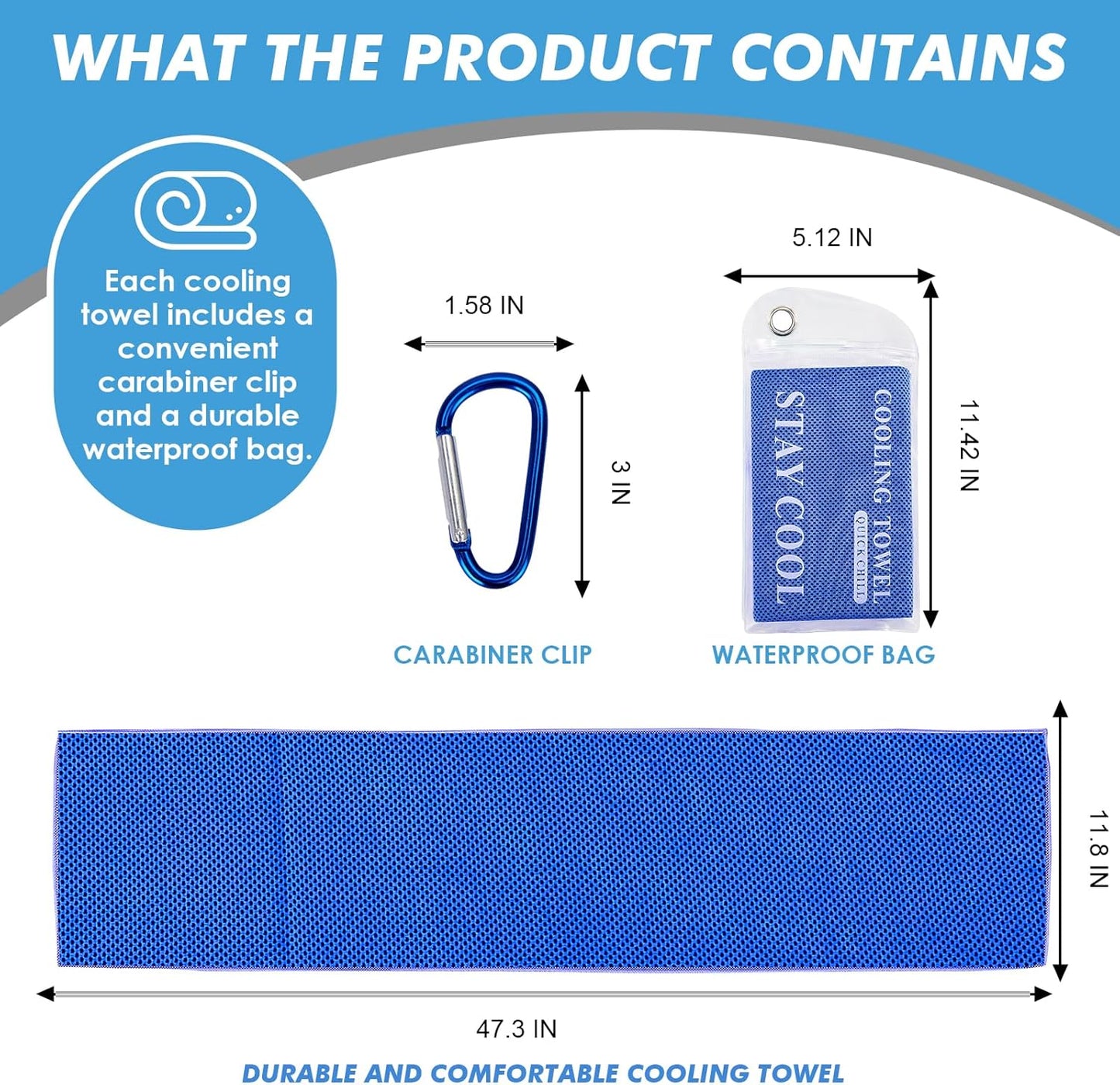 Cooling Towels for Neck and Face - 12Pack 47x12 Inch Ice Cold Microfiber Towels, Soft & Breathable Cooling Towel for Hot Weather, Sports, Yoga, Workout, Running, Golf, Camping