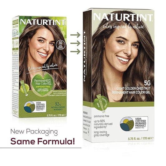 Naturtint 5G Light Golden Chestnut Permanent Hair Color (Pack of 6), Ammonia Free, Vegan, Cruelty Free, up to 100% Gray Coverage, Long Lasting Results (Packaging may vary)
