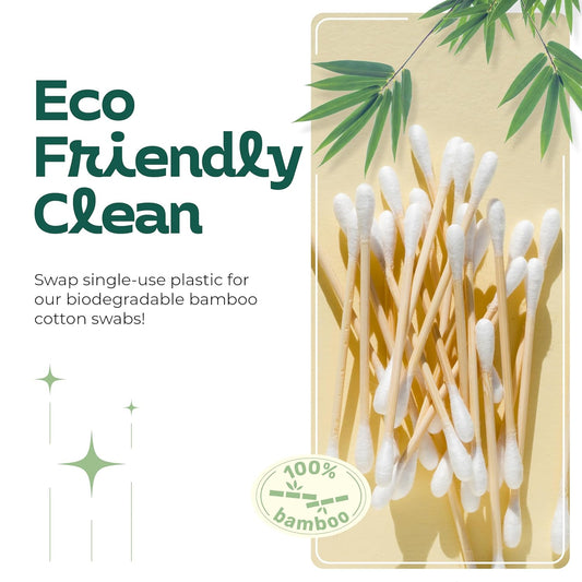 Bamboozle Eco-Friendly Bamboo Cotton Swabs - Sustainable, Biodegradable, & Stylish Personal Care Solution, 1000 count