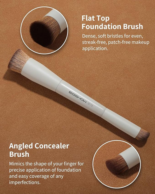 EIGSHOW Foundation and Concealer Brush, Dual Ended Makeup Brush For Flawless Foundation Coverage, Under Eye Concealer, Vegan & Cruelty-free (D110-Beige)