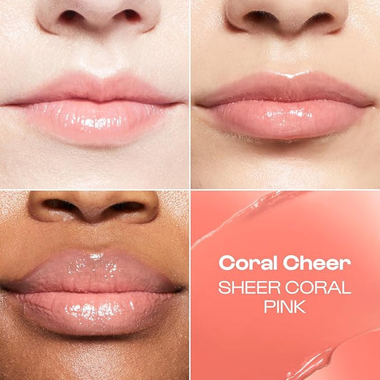 Alleyoop Lip Goals Glossy Lip Balm – Hydrating Tinted Lip-Moisturizer for Women - Vegan LipBalm for Cracked Lips, Moisturizing LipGloss Balm - Lips Treatment & Hydration Care, (Sheer Coral Pink)