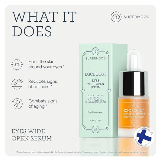 Egoboost Eye Serum - Eye Serum for Dark Circles and Puffiness, Hydrating Serum, Bright and Tight Eye Serum in Facial Skin Care Products, Mushroom Extract Eye Serum for Wrinkles