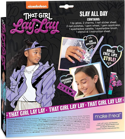 That Girl Lay Lay: Slay All Day Cosmetic Expressions - 12 Piece Set, Make It Real, Nickelodeon, Nails-Eyes-Lips-Style!, Beauty & Makeup Kit, Nail Art, Tweens & Girls, Kids Ages 6+