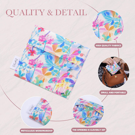 DGAZ Sanitary Napkin Storage Bag, Period Bag for Teen Aged Girls, Portable Period Bag for Panty Liners/Menstrual Cup/Small Tampons,Mini Makeup Bag for Purse(Emerald White)