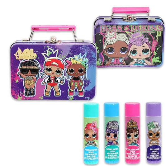 LOL Doll Lip Balm Set - Bundle with 4 LOL Doll Lip Balm Tubes, Carrying Tin, Stickers and More | LOL Doll Lip Balm Kit for Kids, Girls