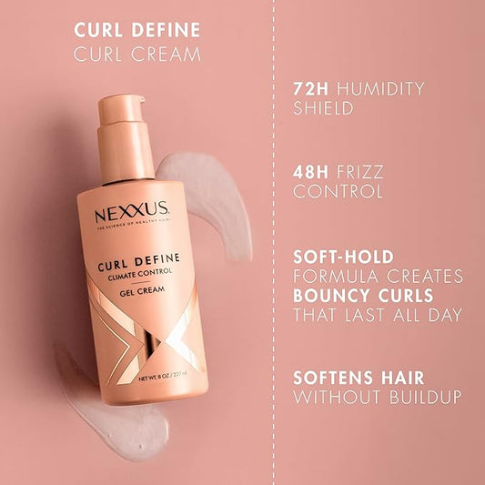 Nexxus Climate Control Gel Cream Curl Define for Cashmere Curls, with StyleProtect Technology 8 oz
