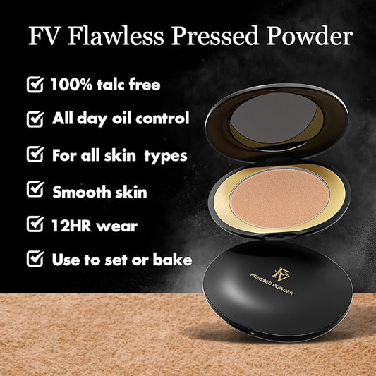 FV Setting Powder, Oil-Control, Long-Lasting, Medium Coverage Pressed Face Powder Makeup, Matte Finish for Oily, Dry & Normal Skin, Natural Beige, 0.28 Oz