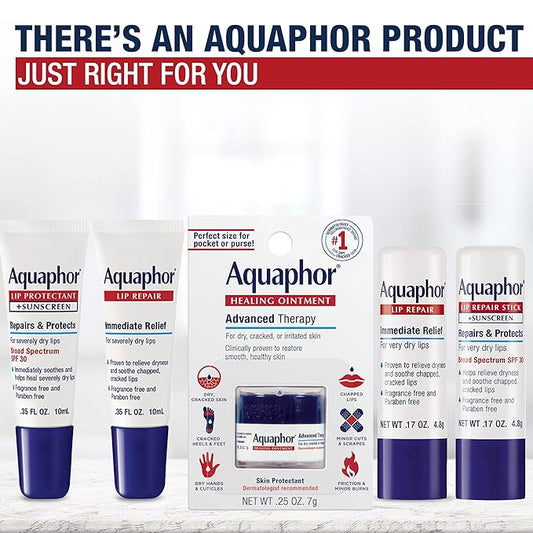 Aquaphor Lip Repair Stick with Sunscreen, Lip Protectant, Soothes Dry Chapped Lips, 0.17 Oz Stick, 2 Count (Pack of 2)