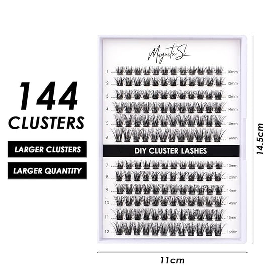 Lash Clusters 144 Pcs Individual Lashes Clusters Eyelash Extensions False Eyelashes DIY Lash Extension Reusable False Eyelashes Natural Look Mix 10-16mm C D Curl-DM06
