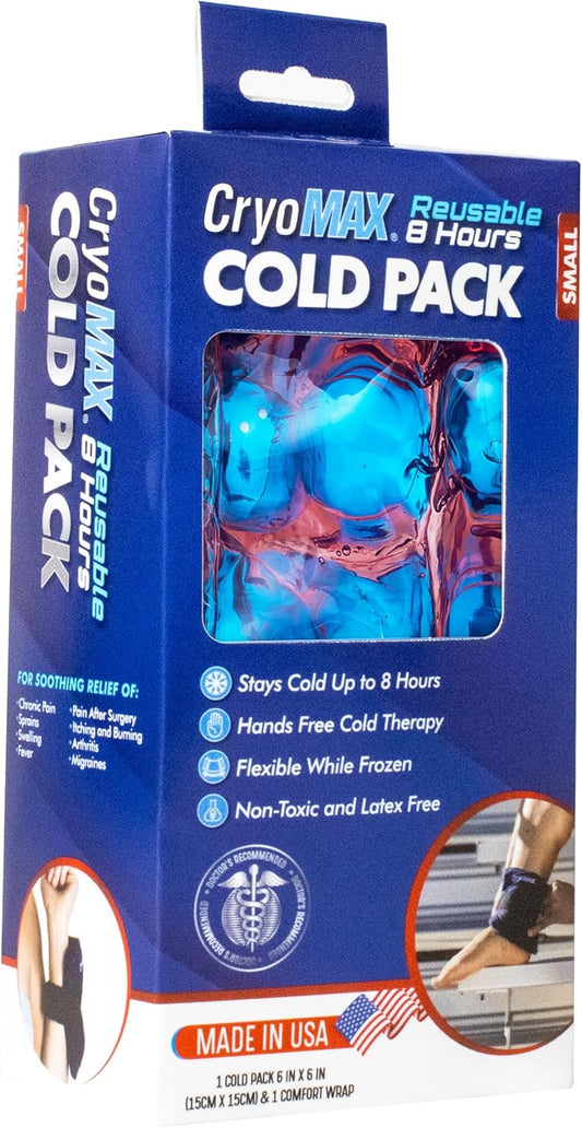 CryoMAX Cold Pack, Reusable, 8 Hour Cold Therapy Ice Pack, Small, 6"x 6" (Pack of 2)