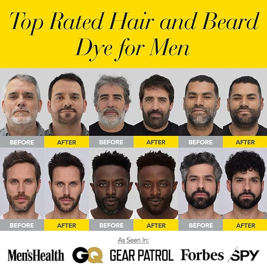 CLEVERMAN Black Hair & Beard Dye for Men, All-in-One Reusable Kit - Natural-Looking Gray Coverage, Professional-Quality, Ammonia-Free, 3.38 Fl Oz (1 Pack), Black, Suitable for Black Hair