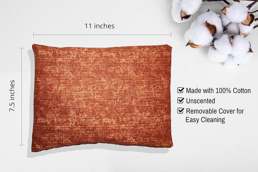 Microwavable Corn Filled Heating Pad and Cold Pack/Washable 100% Cotton Cover (Cross Hatch - Rust, 7.5in W x 11in L)