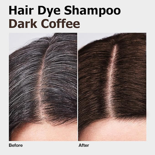Hair Dye Shampoo, Gray Hair Coverage Dye Shampoo, Hair Color Shampoo for All Hair Types, Champu Para Canas, Suitable for Home and Salon (Dark Coffee)