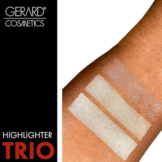 Makeup Highlighter Palette Trio (Starstruck) by Gerard Cosmetics | Vegan Powder Highlighter Makeup Palette with Three Luminous Shades | Cruelty Free and Made in the USA