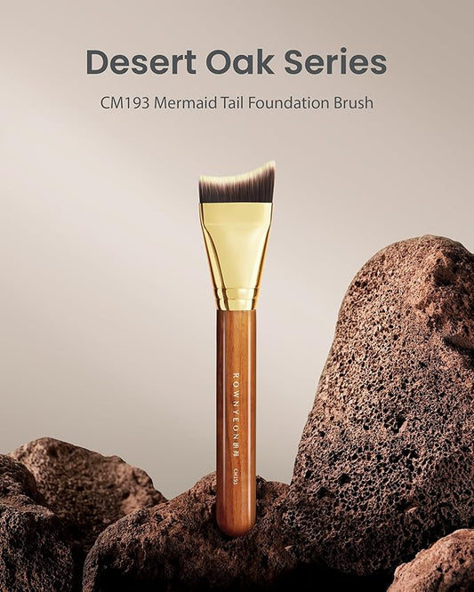 Desert Oak Series Mermaid Tail Foundation Brush - Airbrush - Filter Finish for Liquid & Cream Foundation, Bubinga Wood Handle (CM 193)