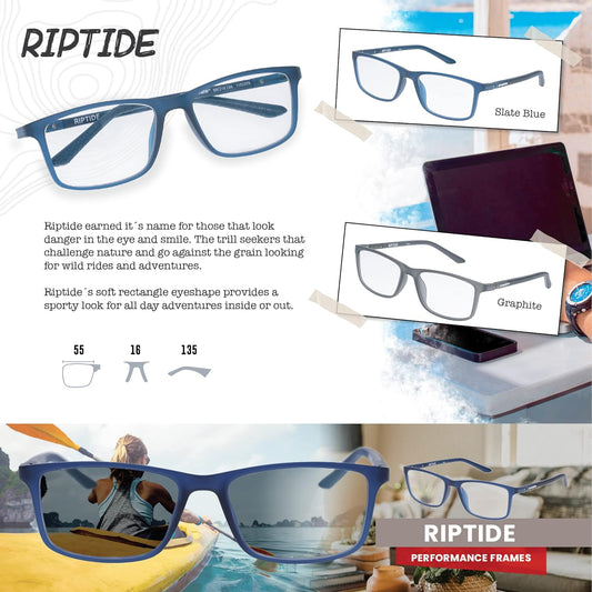 Croakies Riptide Photochromic Progressive Eyewear | UV400 Sunglass for Outdoor | Bluelight Eyeglass for HEV Devices | Bundle