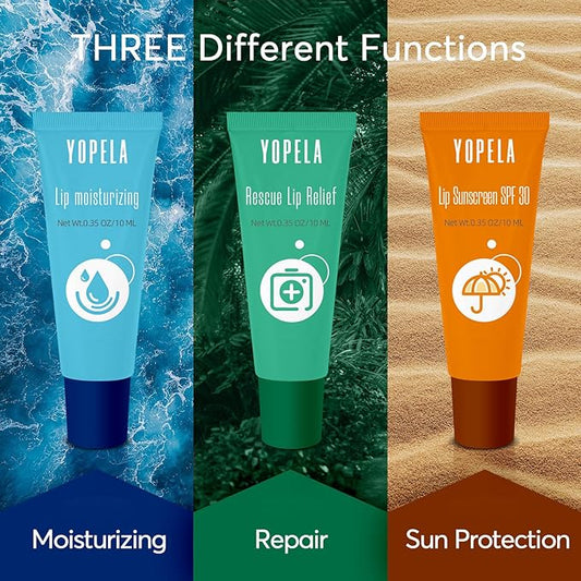 Lip Sunscreen Moisturizing and Repair Package SPF 30 - Summer Long Lasting Moisturized, Smooth and Repaired Lips - 3 Flavors (Pack of 9: 3 moisturizing+ 3 repairing+ 3 SPF) Mother's Day Gifts