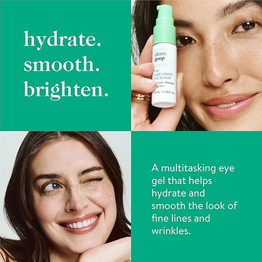 good.clean.goop beauty The Wide-Awake Eye Serum | Gel Serum to Reduce Fine Lines | Peptides, Astaxanthin & Reishi Mushroom Extract | Caffeine Eye Serum for Puffy Eyes & Dark Circles | Vegan | 0.5 oz