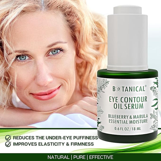 Botanical Eye Contour Oil Serum | Blueberry & Marula Oil | Organic, Pure, Natural Skincare (0.6 fl oz | 18 ml)