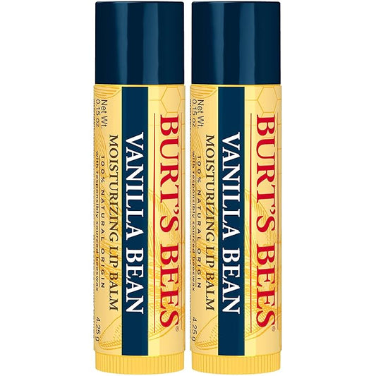 Burt's Bees Lip Balm - Vanilla Bean, Lip Moisturizer With Responsibly Sourced Beeswax, Tint-Free, Natural Origin Conditioning Lip Treatment, 2 Tubes, 0.15 oz.