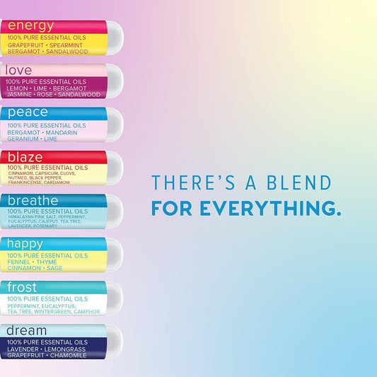 MOXĒ Nasal Inhaler Bundle, 8 Essential Oil Blends, Aromatherapy Sticks, Warming & Cooling Fragrances, Undiluted Oil, Natural Ingredients, Made in USA