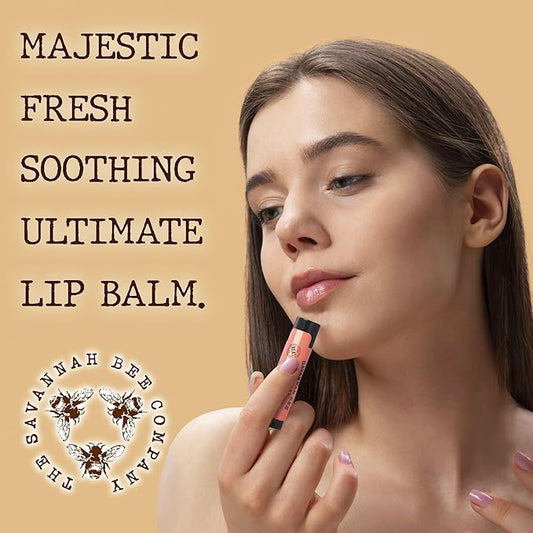Savannah Bee Lip Balm Hanger 0.15 oz - Invigorating Mint Flavor - Natural Ingredients for Supple, Soft Lips - Convenient Hanger Design (.15 Oz, Peach)