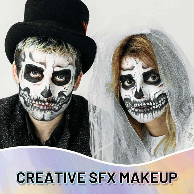Black Water Based Face Body Paint, 2.37 OZ Large Tube Full Coverage Washable Face Paint Cream for Adult Carnival Cosplay Halloween SFX Skull Joker Zombie Vampire Skeleton Goth Makeup