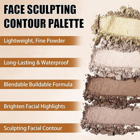Matte Highlighting Palette,Stereo for Face Retouching, Shadow Highlighting Finish Palette, Natural,Slightly Highlighted Texture Saturation Makeup Contour Face Palette
